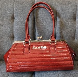 Lux de Ville Red Rum Sparkle Viva Kiss Lock Purse